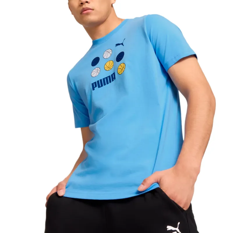 PUMA GRAPHICS BBall T Shirt Men's Light Blue-2
