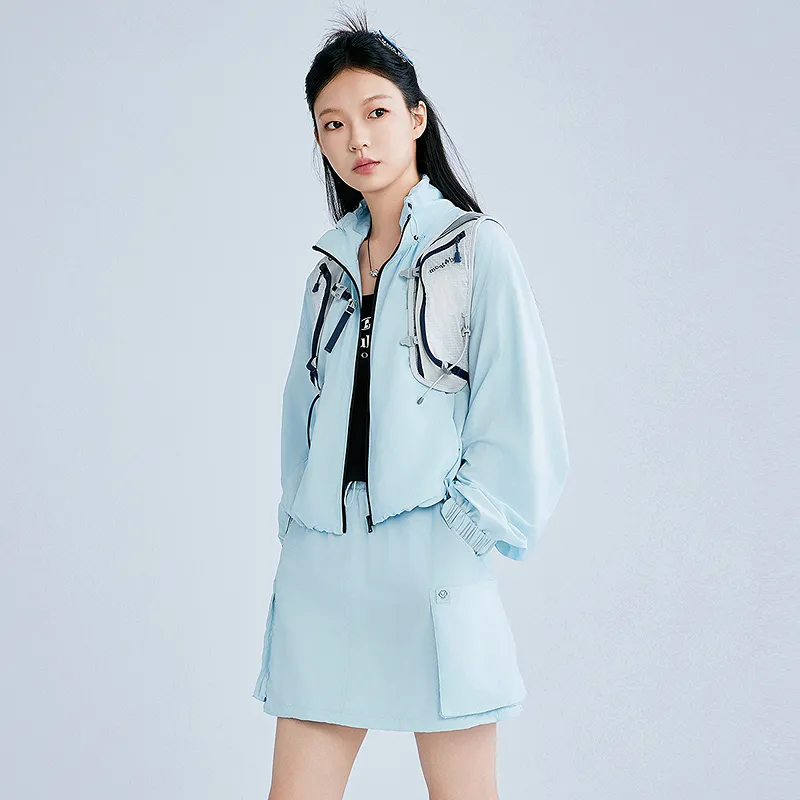 LEDIN x QIXIANSHENGMIAOXIAOJIE Cropped Coat Women's Ice Dew Blue-5