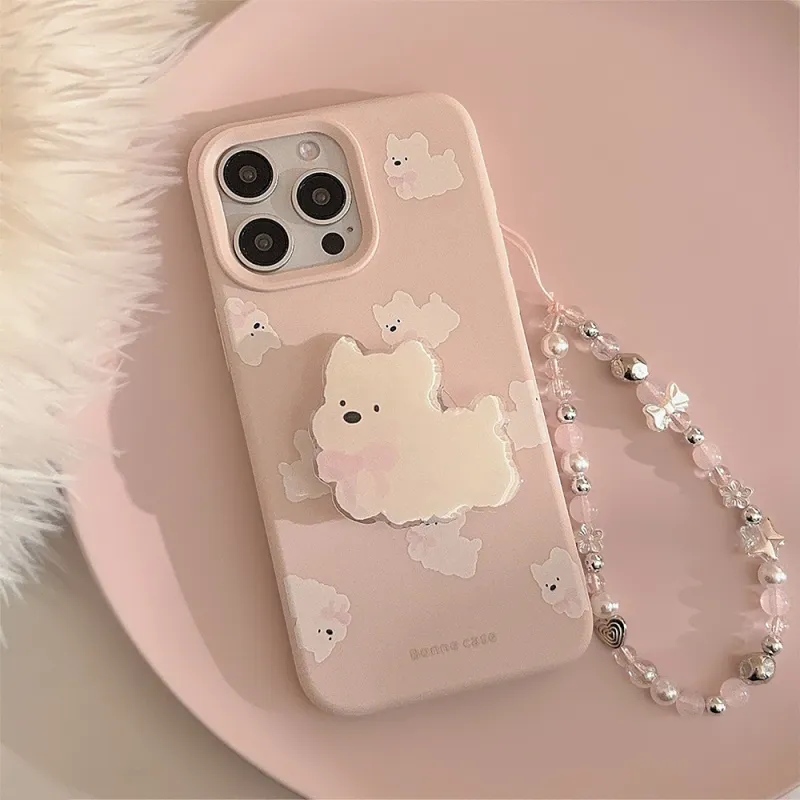 Cuttlefish Grid TPU Material Cute West Highland White Terrier Phone Case Compatible With Apple 16/15/14/13/12/11-1