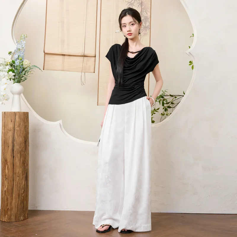 3COLOUR Casual Pants Women's Pearl White Floral-5
