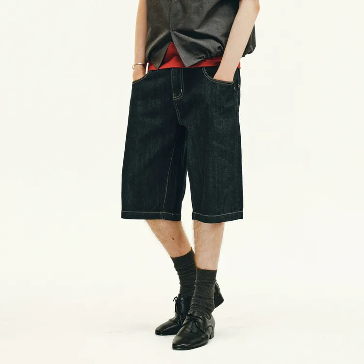 NONRADICAL Denim Shorts Unisex Dark Blue-3
