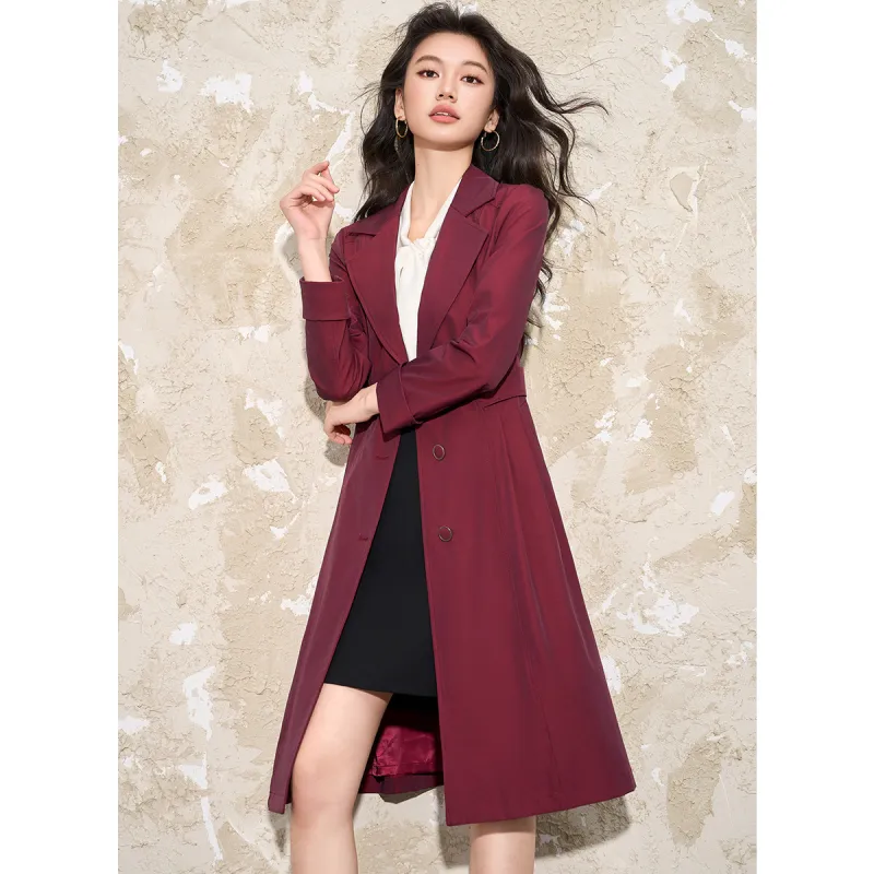 Mylan Spring Fall Trench Coat Loose Fit Women's Fuchsia-6