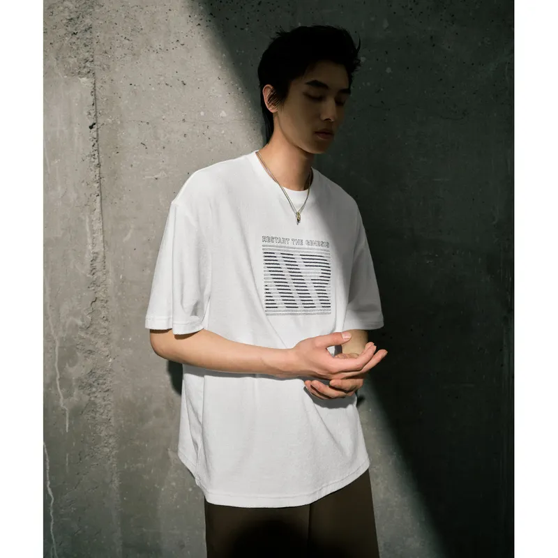 GXG Urban Aesthetics Of The Blockbuster Weaving Series T-Shirts Men Raw White-4