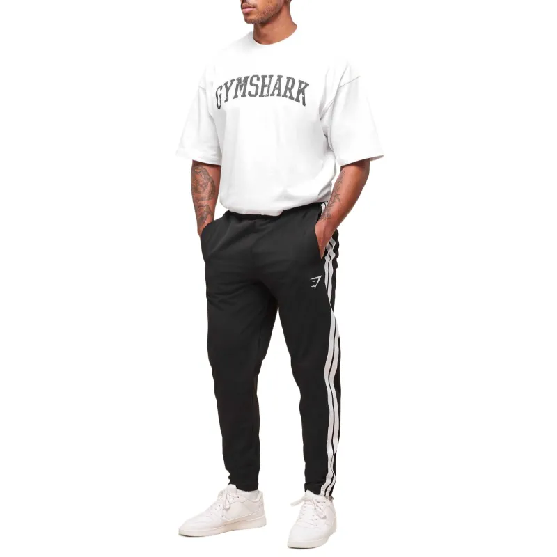 GYMSHARK Retro Side Stripe Joggers Sports Pants Men's Black-3