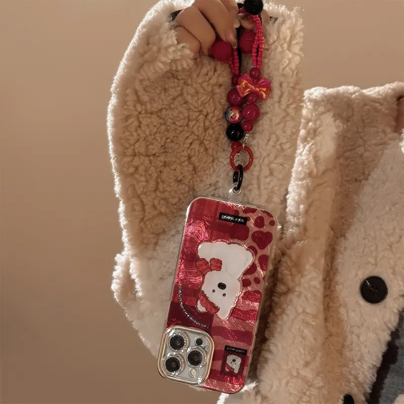 QIZHENG TPU Material Red Plaid Phone Case Compatible With Apple 16 Pro Max/15/14/13/12/11-4