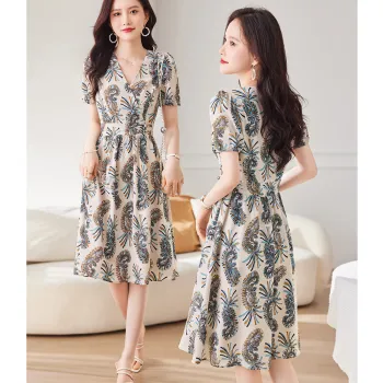 Like The Age Of Water Short Sleeved Dress Women's Multicolor