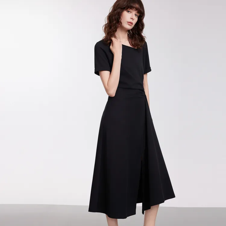 ELLE Short Sleeved Dress Women's Black-4