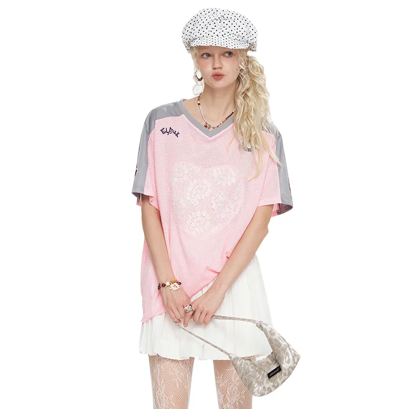 ELF SACK T Shirts Women's Naughty Leather Pink-1