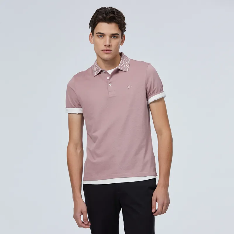 DIDIBOY Polo Shirts Men Flesh Pink-3