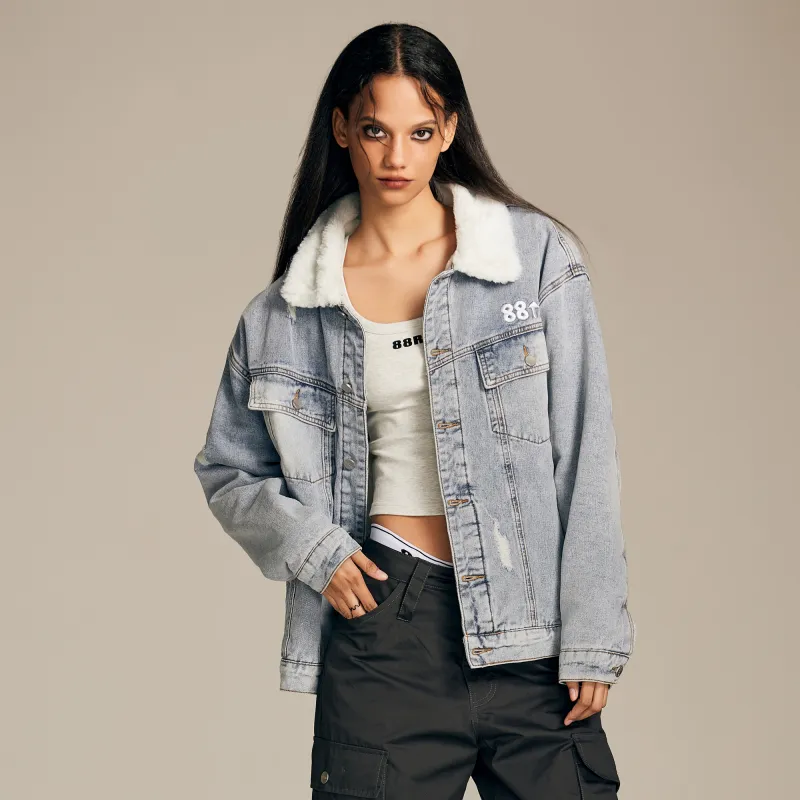 88rising Denim Jackets Unisex Washed Blue-4