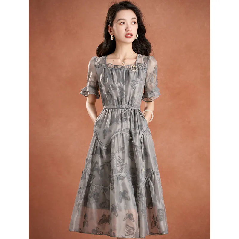 Mylan Short Sleeved Dress Women's Gray-1