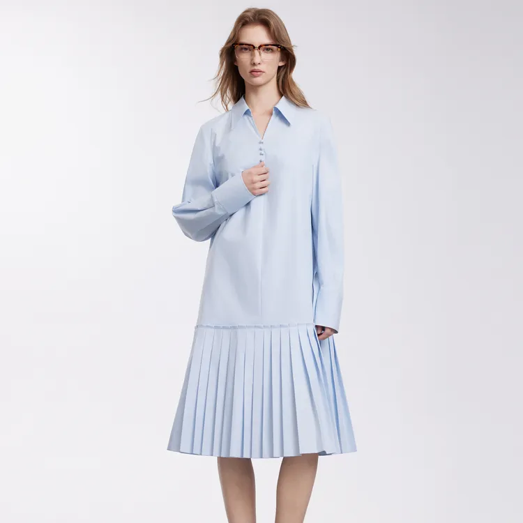 ELLE Long Sleeved Dresses Women's Blue-5