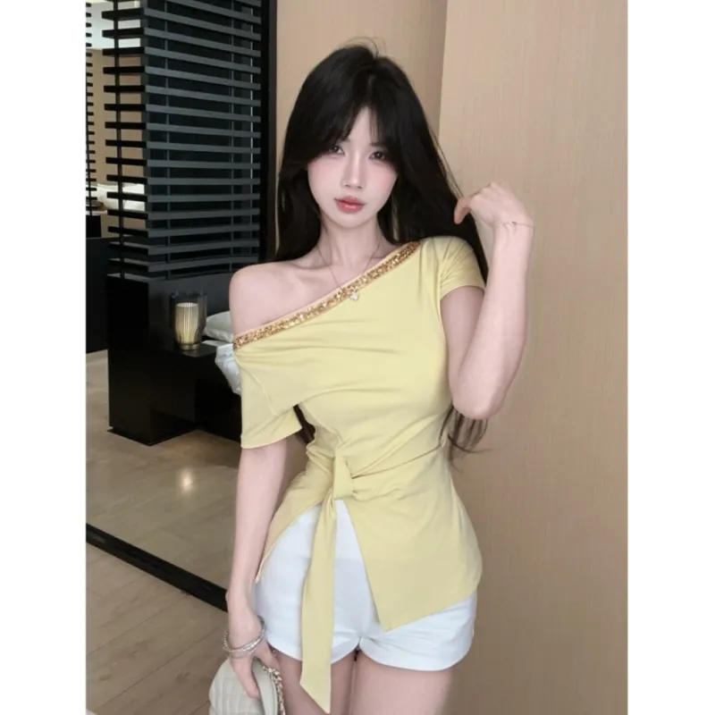 XIANSINIAO T Shirts Women's Yellow-4