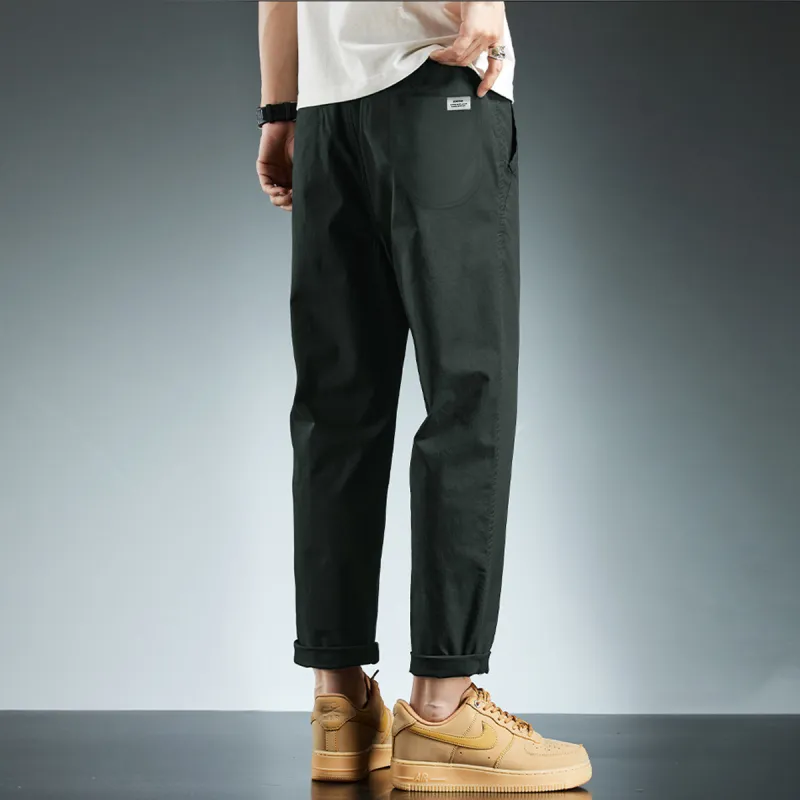 Tonlion Casual Pants Men Gray Green-4