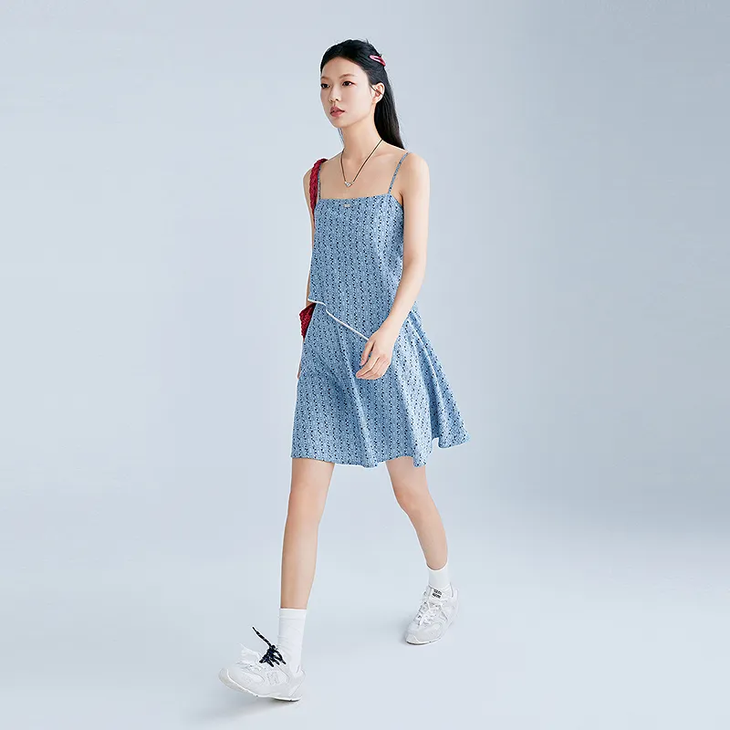LEDIN Slip Dresses Women's Denim Light Blue-4