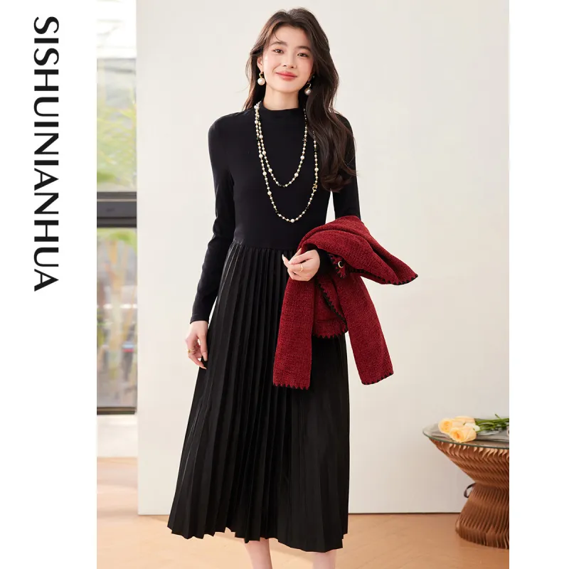 Like The Age Of Water Fall Long Sleeved Dresses Women's Red-2