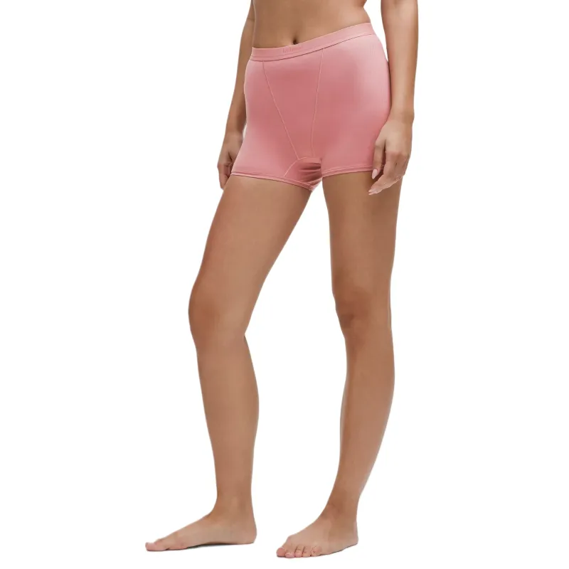 Lululemon Ribbed Stretch Cotton Logo Super High Rise Shortie Underwear Underpants Women's Decoration Pink Deco Pink-1