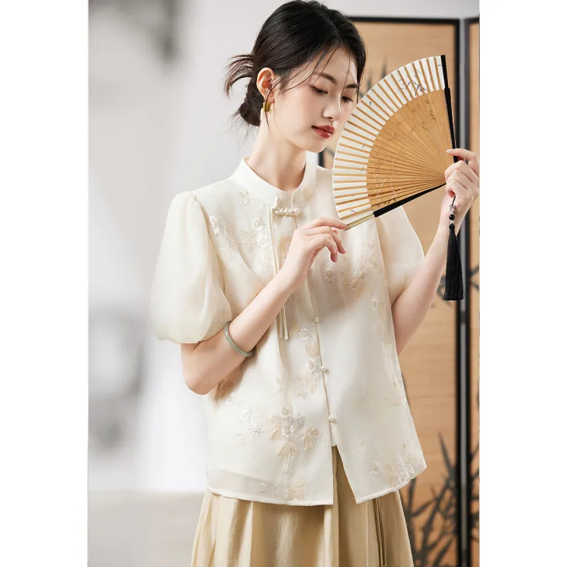 XINFEIYU Shirts Women's Ecru-4