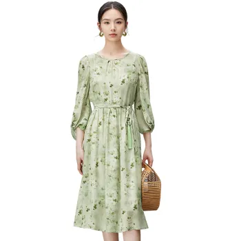 SENTUBILA Long Sleeved Dresses Women's Green Grape Green Floral
