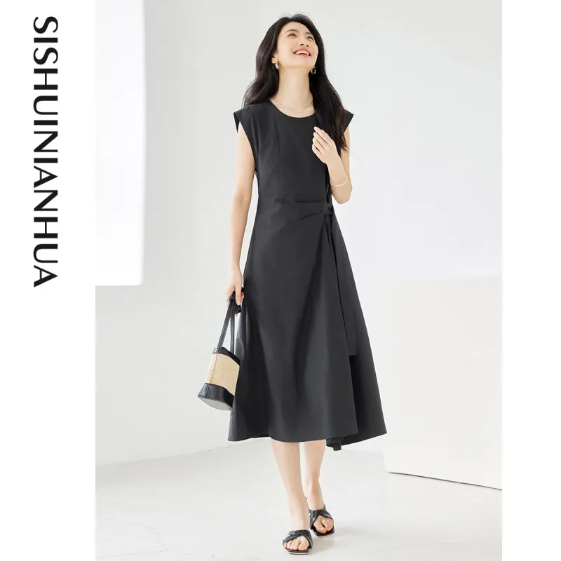 Like The Age Of Water Short Sleeved Dress Women's Black-1