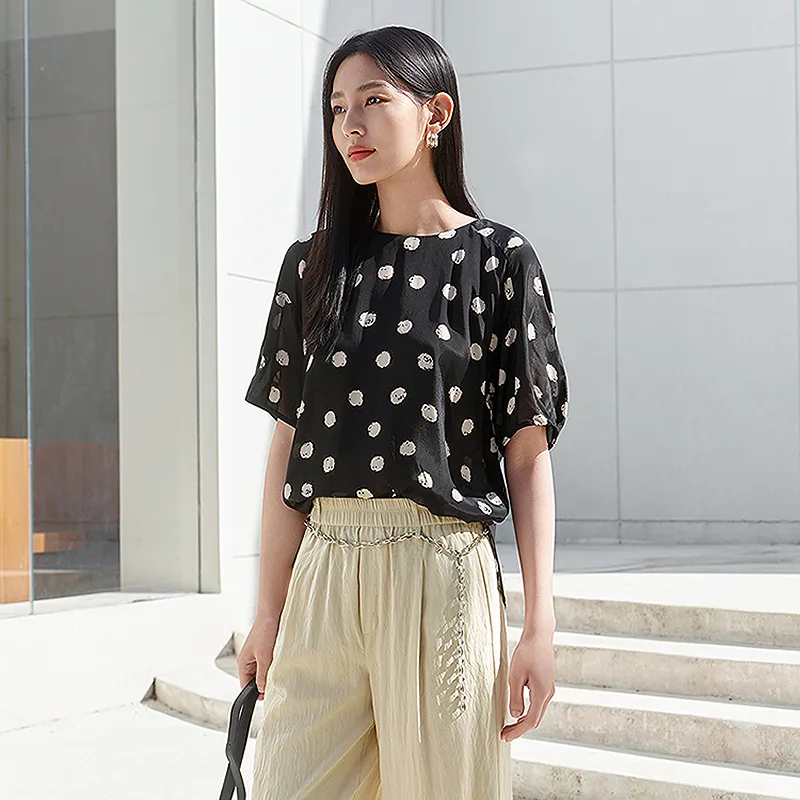 JZ. ANNAKRO Chiffon Shirt Women's Floral Black-3