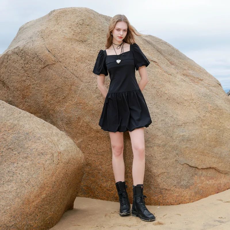 3COLOUR Short Sleeved Dress Women's Classic Black-6