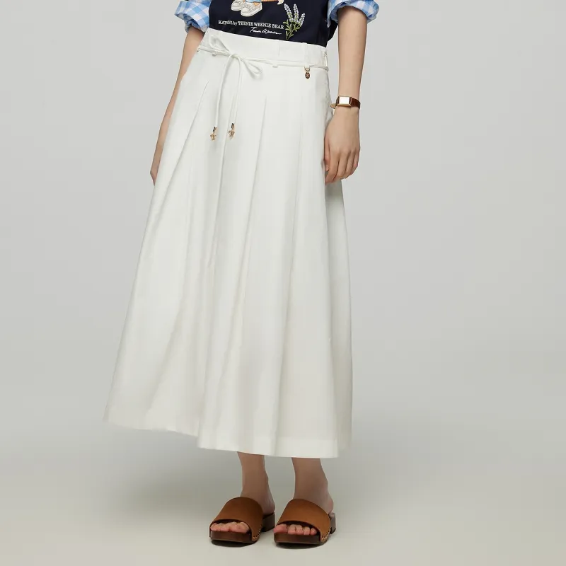 Teenie Weenie Casual Long Skirts Women's Ivory White-3