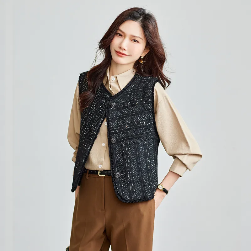 TERRE BLEUE Spring Fall Vest Loose Fit Women's-4