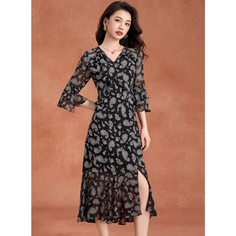 Mylan Long Sleeved Dress Cinched Waist Women's-4