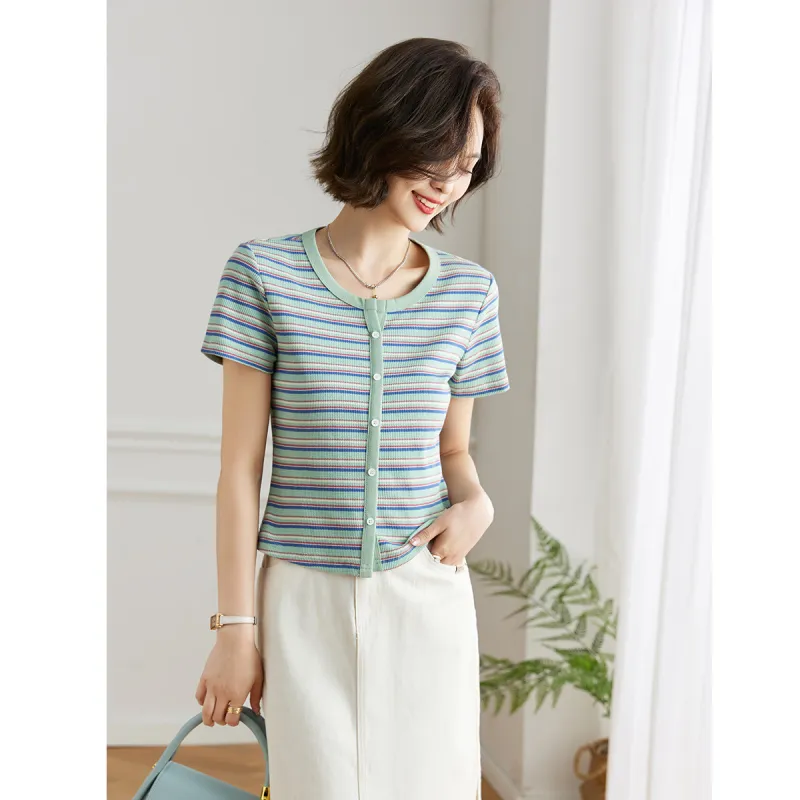 Love Elaine T Shirt Women's Blue Green-2