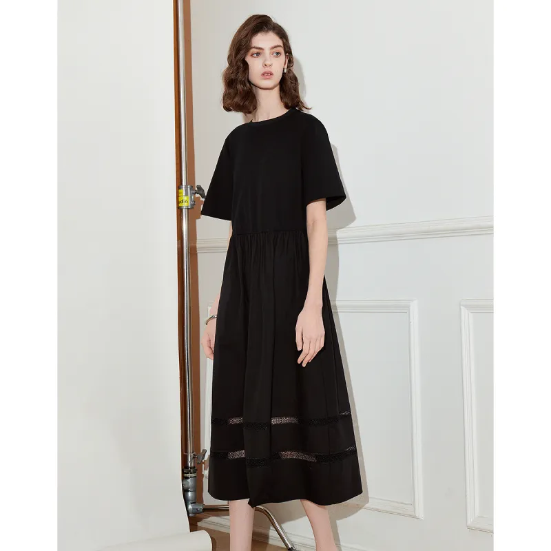 Initial Language Short Sleeved Dresses Women's-3