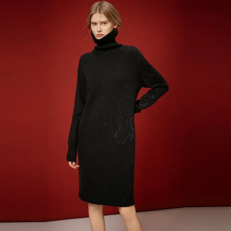 ELLE Long Sleeved Dresses Women's Black-5