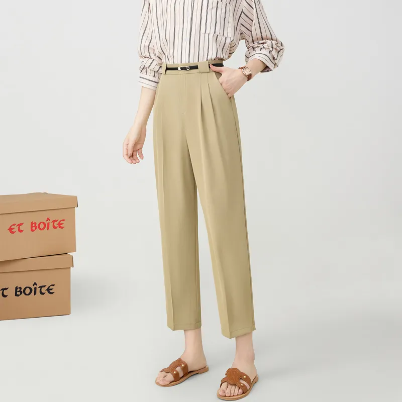 FAWENXIANGZI Suit Trouser Women's Khaki-3