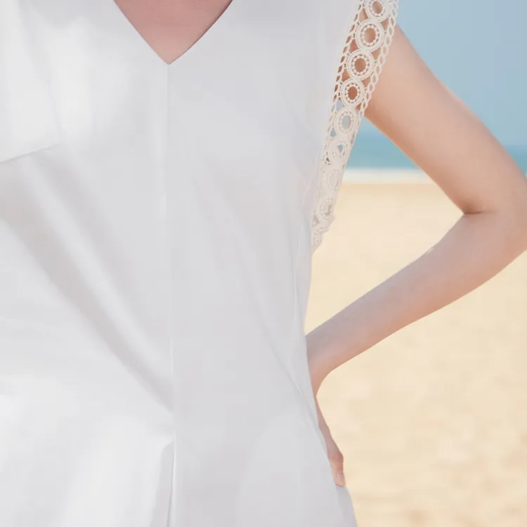 ELLE Sleeveless Dresses Women's White-5