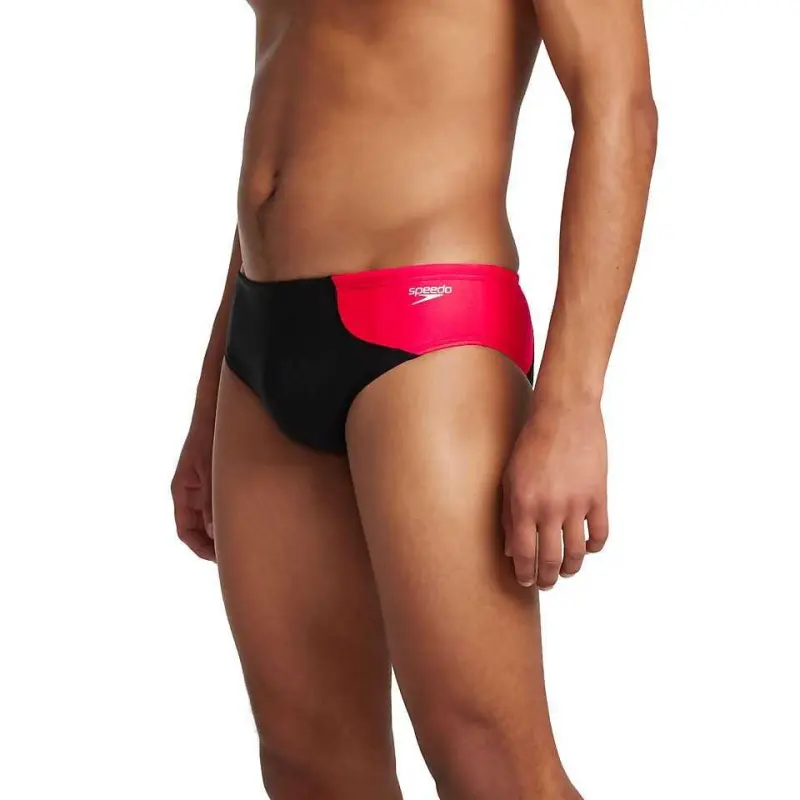 Speedo Asymmetrical Colorblock One Brief Red Swimming Shorts Men's-8