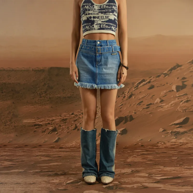 NO ONE ELSE Denim Short Skirts Women's-2