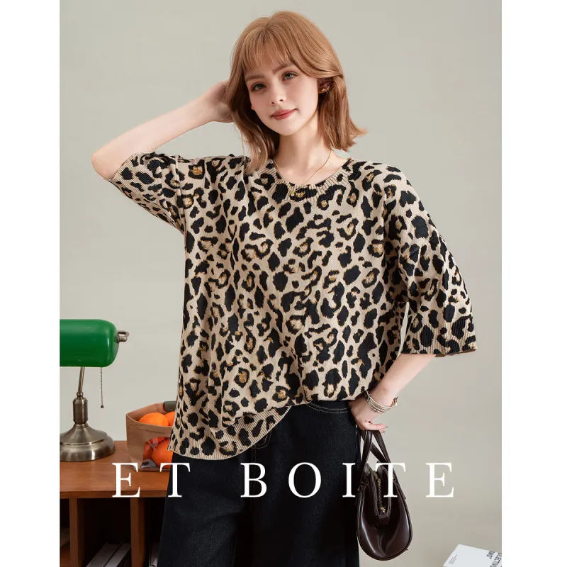 FAWENXIANGZI T Shirt Women's Light Cheetah Print-1