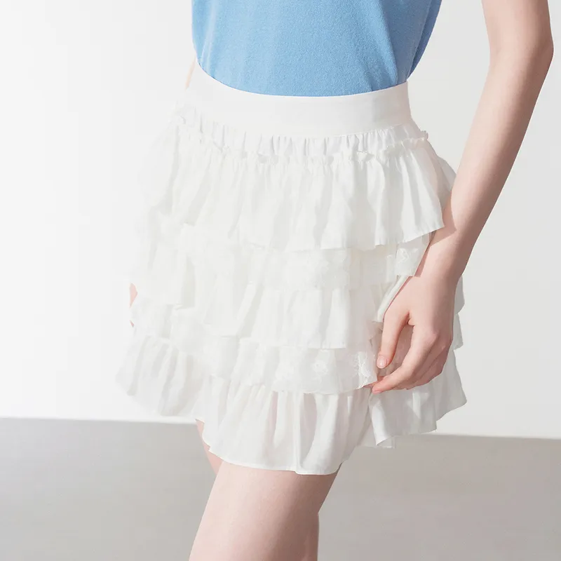 LEDIN Casual Short Skirts Women's Bright White-5