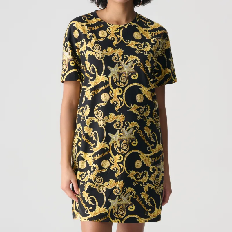 TCH Short Sleeved Dresses Women's Black Base Gold Logo-2
