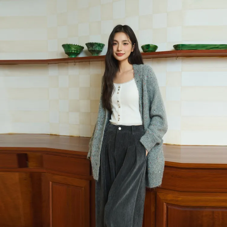 Three Quarters Sweater Women's Gray-3