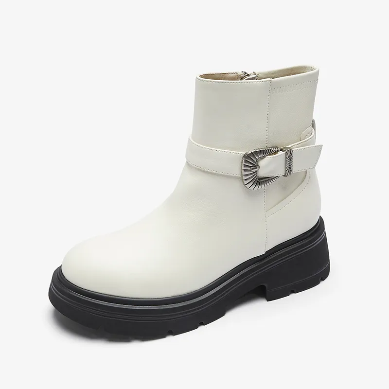 LE SAUNDA Ankle Boots Women's White/Black-1