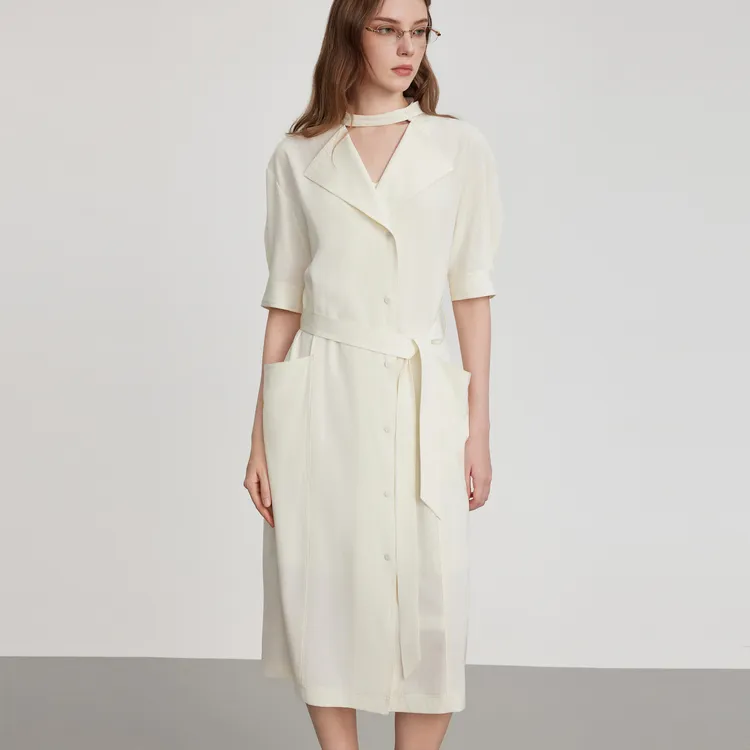 ELLE Short Sleeved Dress Women's Ecru-3