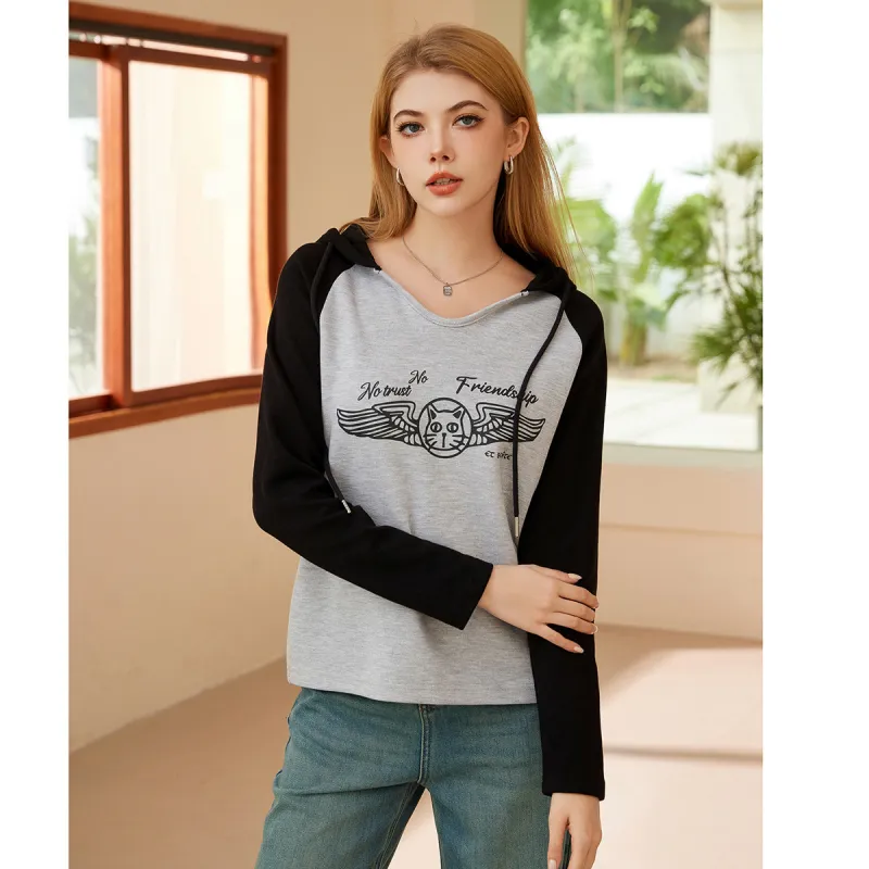 FAWENXIANGZI Raglan Sleeve T Shirt Women's Light Gray-6