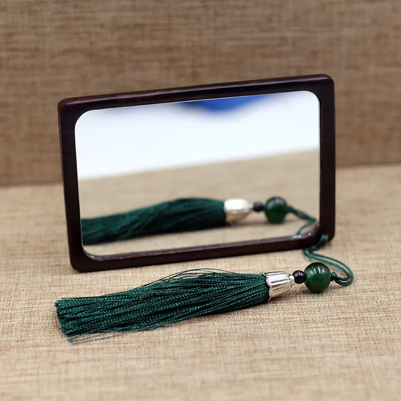 XIBI Wooden Square Small Mirror African Blackwood Single Sided Handheld Travel Makeup Mirror-2