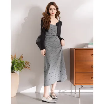 FAWENXIANGZI Skirt Set Women's Black+Gray