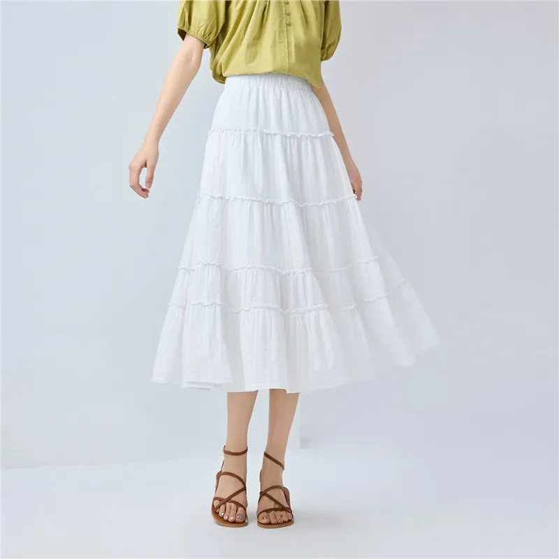 UNIQLO Casual Long Skirt Women's Bright White-2