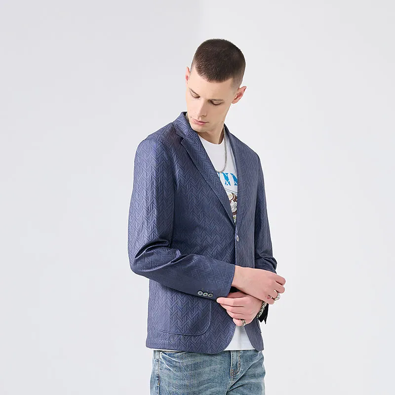 DAVID NAMAN Business Suits Men Light Gray Blue-6