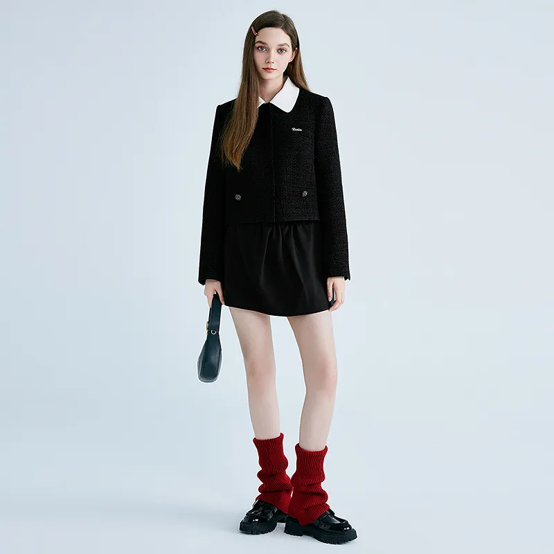 LEDIN Cropped Coat Women's Raven-3