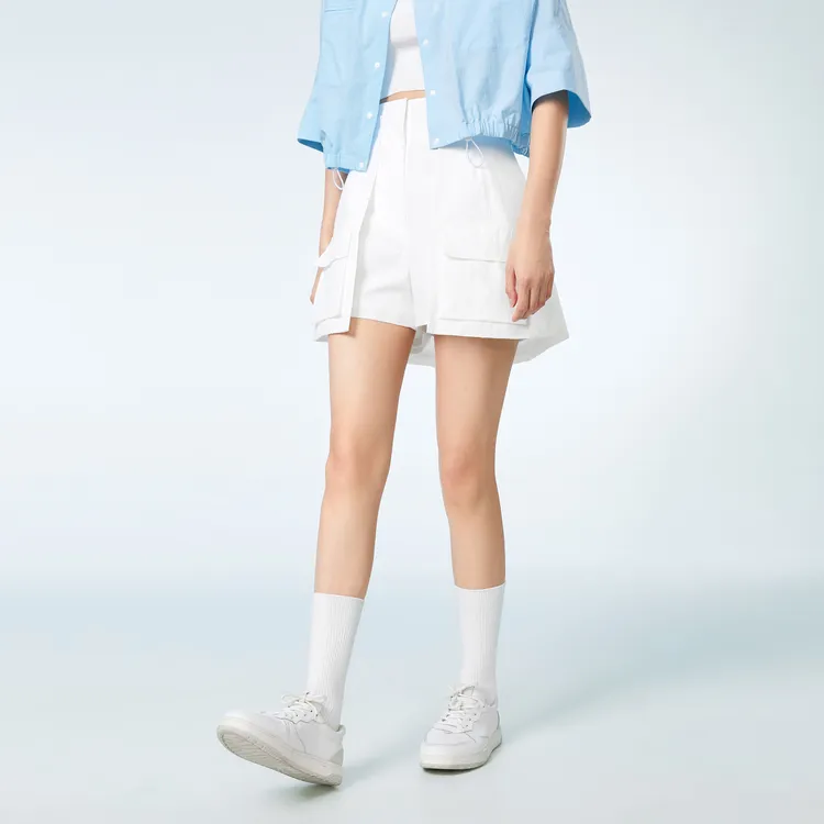 OVV Breeze Series Casual Shorts Women's Raw White Solid Color 07-2