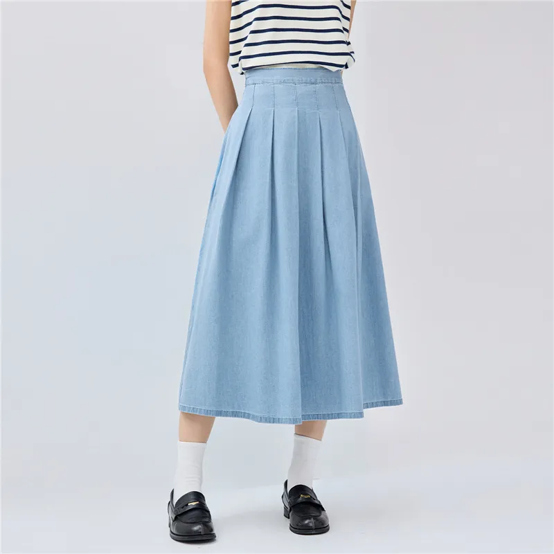 UNIQLO Denim Long Skirt Women's-12